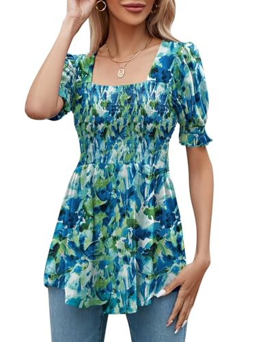 LOMON Womens Short Sleeve Tops 2025 Blouses for Women Dressy